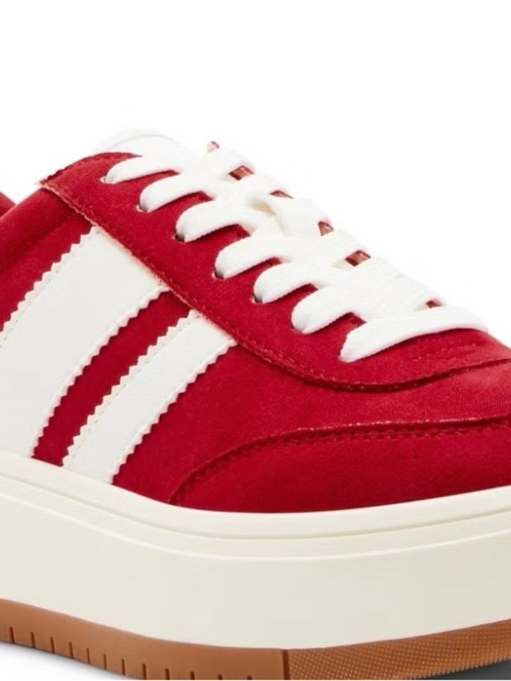 Madden Girl Navida Red and White Platform Sneakers